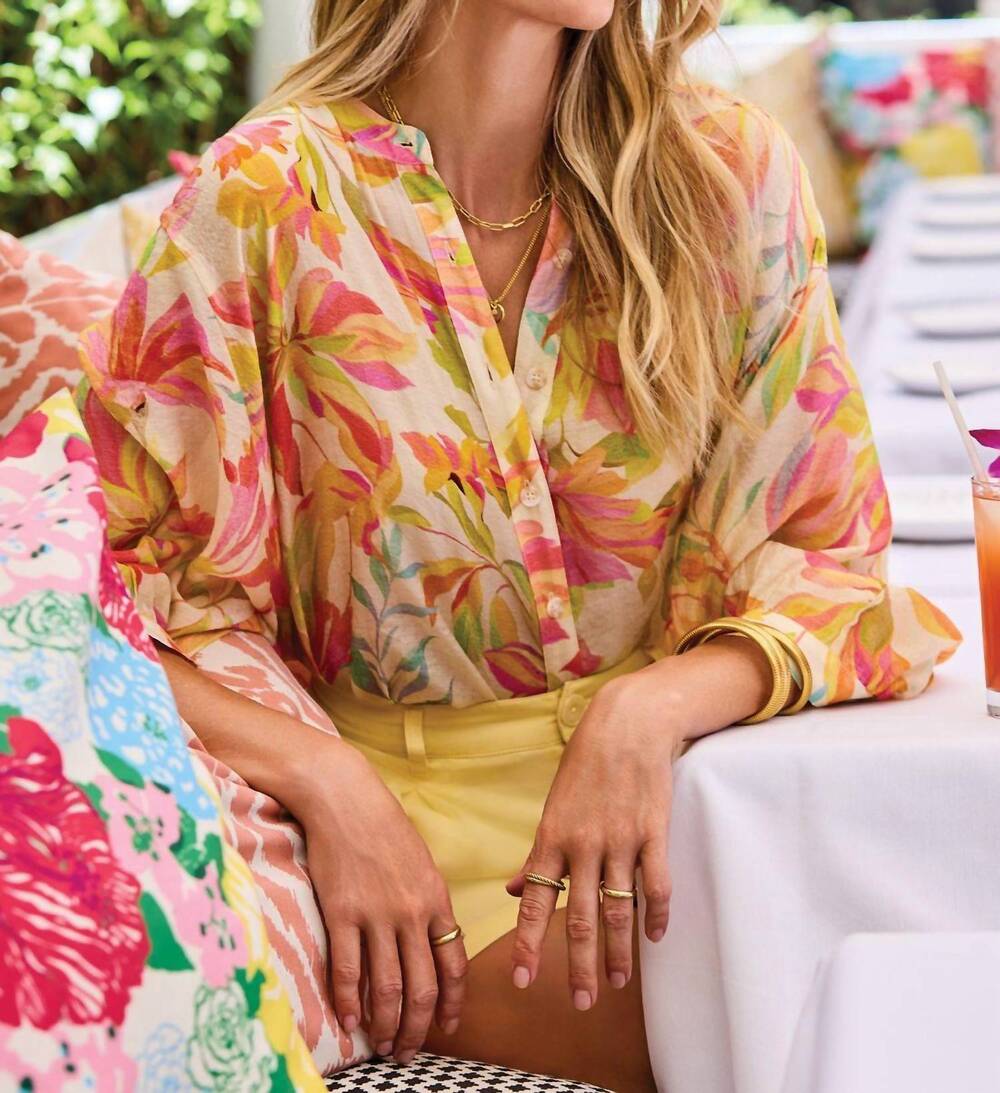 NEW TRIBAL flowy dolman sleeve blouse in 2530-rosesilk